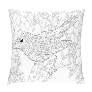 Personality  Coloring Page With Bird In The Garden Pillow Covers
