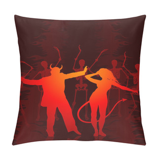 Personality  Sexy Devil Couple With Skeletons Pillow Covers