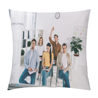 Personality  Group Of Business People In Casual Clothing With Notebooks Having Business Training In Office Pillow Covers