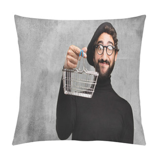 Personality  Young French Artist With Shopping Basket Pillow Covers