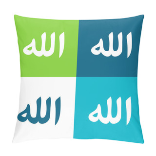Personality  Allah Word Flat Four Color Minimal Icon Set Pillow Covers