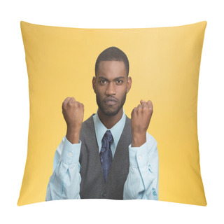 Personality  Angry Man With Fists Up In Air Pillow Covers