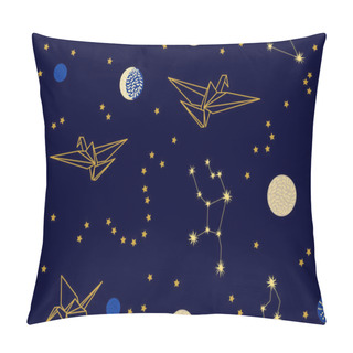 Personality  Fantasy Origami Flying In The Dark Sky.   Pillow Covers