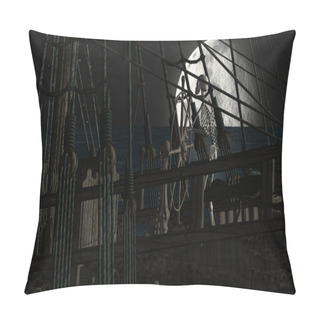 Personality  Captain Skeleton In A Ghost Boat By Night Time Pillow Covers