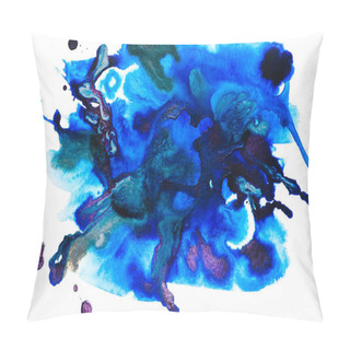 Personality  Top View Of Purple And Blue Watercolor Spills On White Paper  Pillow Covers