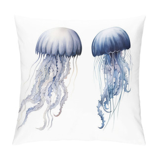 Personality  Watercolor Jellyfish, Sea. Illustration Clipart Isolated On White Background. Pillow Covers