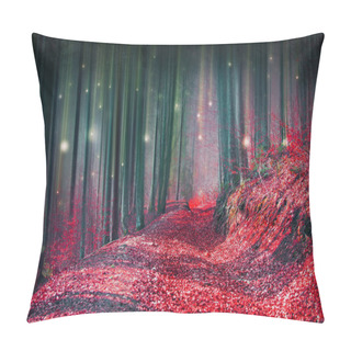 Personality  Magic Fairytale Forest With Fireflies Lights And Mysterious Road Pillow Covers