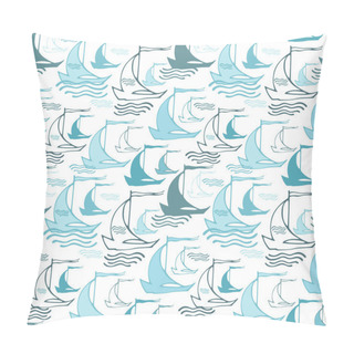 Personality  Seamless Nautical Pattern With Decorative Sailing Boats Pillow Covers
