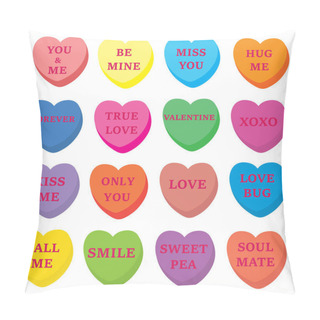 Personality  Vector Illustration Of Hearts, Valentines, Conversation Hearts. Pillow Covers
