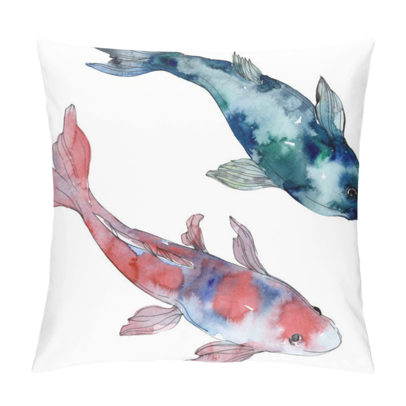 Personality  Spotted Aquatic Underwater Colorful Tropical Fish Set. Red Sea And Exotic Fishes Inside. Watercolor Background Set. Watercolour Drawing Fashion Aquarelle. Isolated Fish Illustration Element. Pillow Covers