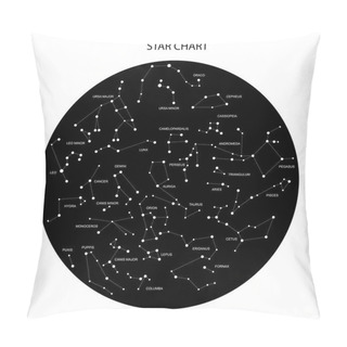 Personality  Raster Illustration. Astronomical Chart Of Hemisphere With Names Of Stars And Constellations Pillow Covers