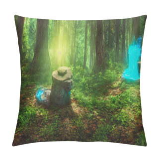 Personality  Mysterious Portal In A Magic Forest. Abstract Background. High Quality 3d Illustration Pillow Covers