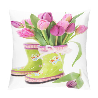 Personality  Spring Tulip Flowers In Boots Pillow Covers
