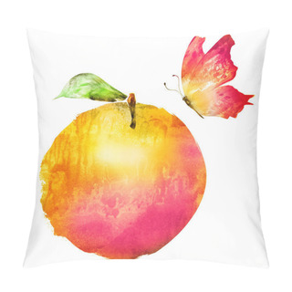 Personality  Watercolor Apple With Butterfly Pillow Covers