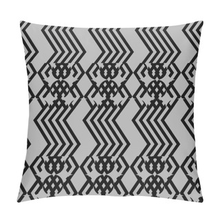 Personality  Geometric Stripes Rhombus Pattern. Seamless Tribal Vintage Monochrome Colors Vector Illustration Ready For Fashion Textile Print. Pillow Covers