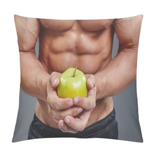 Personality  Shirtless Bodybuilder Holding An Apple Pillow Covers