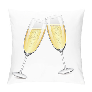 Personality  Two Champagne Glasses Vector Illustration Pillow Covers