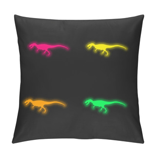 Personality  Allosaurus Dinosaur Shape Four Color Glowing Neon Vector Icon Pillow Covers