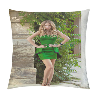 Personality  Young Fashionable Girl Model In Trendy Fashion Dress. Summer Sli Pillow Covers
