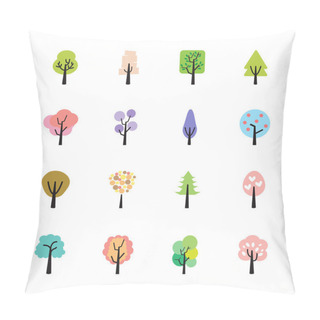 Personality  Abstract Colorful Tree Icon Set, Vector Eps10 Pillow Covers
