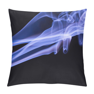 Personality  Blue Colorful Flowing Smoke On Black Background Pillow Covers
