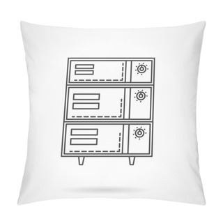 Personality  Bakery Oven With Switches Flat Line Vector Icon Pillow Covers