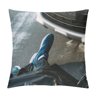 Personality  Cropped Shot Of Dead Man And Car On Road After Motor Vehicle Collision Pillow Covers