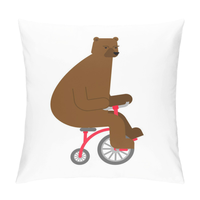 Personality  Bear On Bicycle Cartoon. Beast Rides Bicycle  Pillow Covers