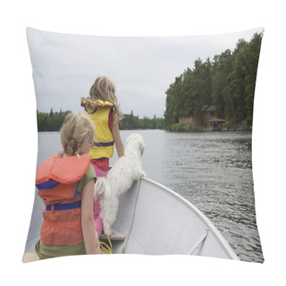 Personality  Children In Boat With Dog Pillow Covers