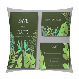 Personality  Vector Palm Beach Tree Leaves Jungle Botanical. Black And White Engraved Ink Art. Wedding Background Card Border. Pillow Covers