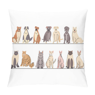 Personality  Set Of Pets, Different Breeds Of Dogs And Cats Pillow Covers
