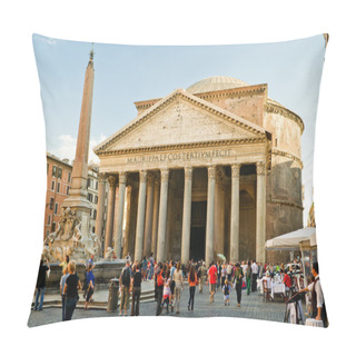 Personality  Tourists Visiting The Pantheon On October 2, 2012 In Rome, Italy Pillow Covers