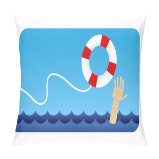 Personality  Man Clinging To Life Preserver Lifebuoy In Water Pillow Covers