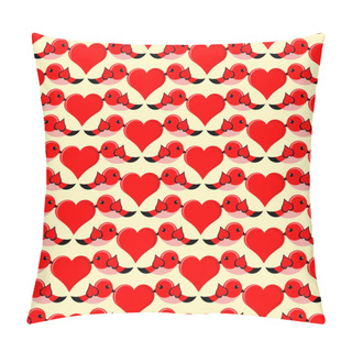 Personality  Vector Background With Bird In Love. Pillow Covers