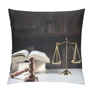 Personality  Law And Justice Symbols In Courtroom Pillow Covers