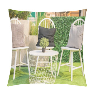 Personality  Pillows On A White Wooden Chairs And A White Table On Artificial Pillow Covers