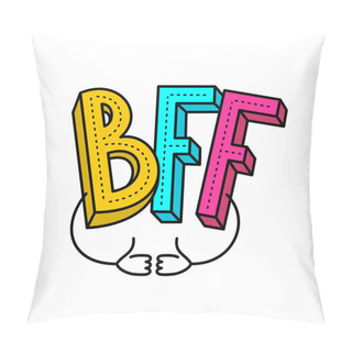 Personality  BFF - Best Friends Forever Colorful Logo. With Two Like Hands With Thumbs Up. Adjustable Stroke Width. Pillow Covers