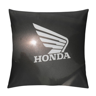 Personality  Badge Of Honda Motorcycle At Yearly Mass Ride Pillow Covers