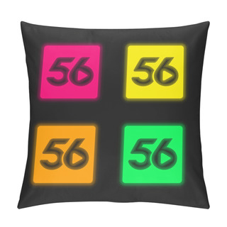 Personality  56 Social Logo Four Color Glowing Neon Vector Icon Pillow Covers