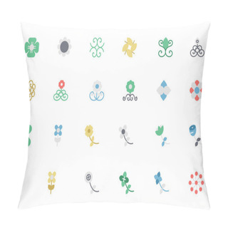 Personality  Flowers And Floral Colored Vector Icons 5 Pillow Covers