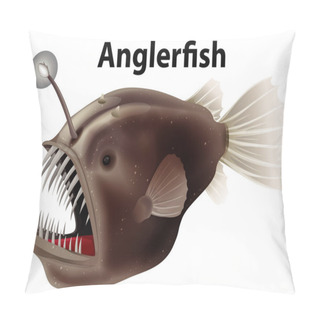 Personality  Flashcard Design For Anglerfish On White Background Pillow Covers