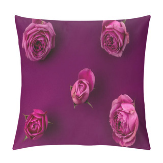 Personality  Scattered On A Pink Background Are Pink Rosebuds.  Pillow Covers