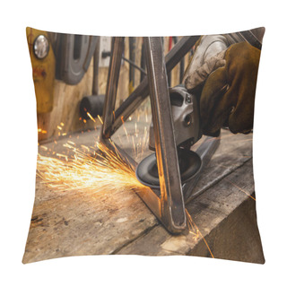 Personality  Sparks Fly From Blacksmith Disc Grinder Pillow Covers