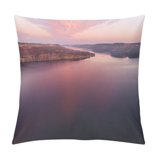 Personality  Bakota Bay, Ukraine, Scenic Sunset Aerial View To Dniester, Lake Blue Water, Sunny Day Pillow Covers