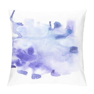 Personality  Abstract Painting With Blue Watercolor Paint Blots And Strokes On White  Pillow Covers