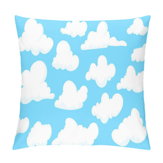 Personality  Clouds Hand Draw Set Vector On Blue Background  , Vector Illustration EPS 10 Pillow Covers