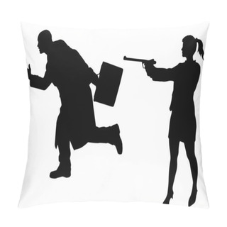 Personality  Vector Silhouettes Man And Women. Pillow Covers