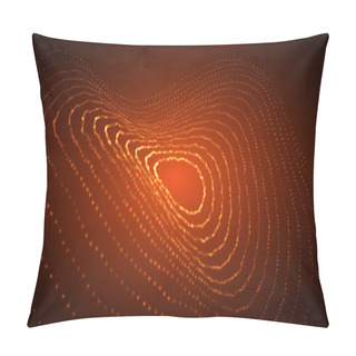 Personality  Technology Background. Abstract Circular Wave Of Particles. Futuristic Dotted Wave. Visualization Of Sound Waves. Plexus Effect. Vector Illustration Pillow Covers