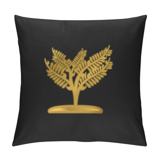 Personality  Big Plant Like A Small Tree Gold Plated Metalic Icon Or Logo Vector Pillow Covers