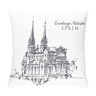 Personality  Drawing Sketch Illustration Of Santa Maria Basilica, Spain Pillow Covers